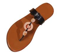 Size 4.5 WOMEN'S Thong Sandals Open Toe Slip on Flip Flops Slippers Buckle Sandals Summer Slides Beach Outdoor T-Strap Tan Sandal Shoes A9_Black Footwear Clearance