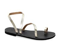 Size 4 Gold Emmanuela Greek Leather Toe ring Sandals, Quality Handmade Slingback Summer Shoes, Ankle Cuff Strappy Sandals, Boho Chic Flat Sandals