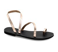 Size 4 Rose gold Emmanuela Greek Leather Toe ring Sandals, Quality Handmade Slingback Summer Shoes, Ankle Cuff Strappy Sandals, Boho Chic Flat Sandals