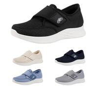 Size 4 Shoes for Edema and Swollen Feet Women Trainers Adjustable Strap Extra Wide Fit Orthopedic Breathable Diabetic Sneakers Shoes for Ladies Elderly Swollen Pain Relief Footwear UK 002_Black