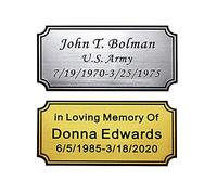 Size: 4" W x 2" H, Personalized Custom Engraved Plaque Plastic Plate Picture Frame Name Label Art Tag for Frames with Adhesive Backing