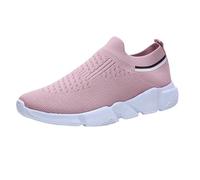 Size 4 WOMENS Walking Shoes Hands-Free Non Slip Athletic Sneakers with Memory Foam Lightweight Breathable Laceless Comfortable Tennis Sneakers Gym Work Shoe Pink Footwear Clearance