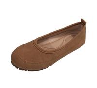 Size 5.5 Women's Faux Suede Flats Shoes Wide Width Ballet Flat Slip on Ballet Pumps Dolly Shoes Comfort Foldable Ballerine for Walking Brown Footwear Gift