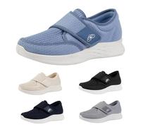 Size 6.5 Shoes for Edema and Swollen Feet Women Trainers Adjustable Strap Extra Wide Fit Orthopedic Breathable Diabetic Sneakers Shoes for Ladies Elderly Swollen Pain Relief Footwear UK 002_Blue