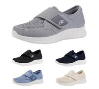 Size 6.5 Shoes for Edema and Swollen Feet Women Trainers Adjustable Strap Extra Wide Fit Orthopedic Breathable Diabetic Sneakers Shoes for Ladies Elderly Swollen Pain Relief Footwear UK 002_Grey