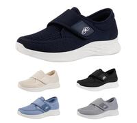 Size 6.5 Shoes for Edema and Swollen Feet Women Trainers Adjustable Strap Extra Wide Fit Orthopedic Breathable Diabetic Sneakers Shoes for Ladies Elderly Swollen Pain Relief Footwear UK 002_Navy