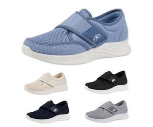 Size 6.5 Shoes for Edema and Swollen Feet Women Trainers Adjustable Strap Extra Wide Fit Orthopedic Breathable Diabetic Sneakers Shoes for Ladies Elderly Swollen Pain Relief Footwear UK 002_Blue