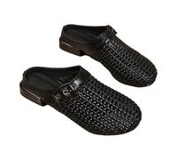 Size 6.5 Slide Mules for WOMEN Ladies Wide Fit Chic Backless Loafers Flat Closed Toe Sandals Low Heel Slip on Mule Shoes Loafer Indoor Outdoor Slipper Shoes Black Footwear Clearance