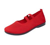 Size 6.5 Women's Barefoot Mary Jane Flats,Wide Toe Box Knit Mary Jane Ballet Flats Wide Width Walking Dressy Shoes Fashion Comfortable Lightweight Breathable Ladies 003_Red