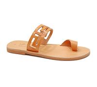 Size 6 Beige Emmanuela Ancient Greek Handmade Leather Flat Toe Ring Sandals, Quality Slide on Strappy Sandals, Quality Slide on Summer Shoes for Women, Open Toe Sliders, Boho Chic Mules