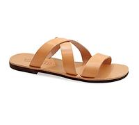 Size 6 Beige Emmanuela Ancient Greek Style Leather Sandals for Men, Quality Handmade Open Toe Men's Sandals, Slide on Summer Shoes, Slider Strappy Mules