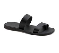 Size 6 Black Emmanuela Greek Handmade Leather Sandals, Quality Slide on Sandals, Summer Shoes for Men, Ring Toe Sandals, Slider Sandals for men