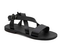Size 6 Black Emmanuela Greek Leather Gladiator Sandals for Men, Quality Handmade Men's Sandals with adjustable Buckle Strap, Mens Strappy Summer Shoes