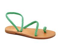 Size 6 Mint Emmanuela Ancient Greek Handmade Braided Leather Sandals, Quality Ankle Strap Slip on Summer Shoes for Women, Open Toe Flat Sandals, Boho Chic Sandals