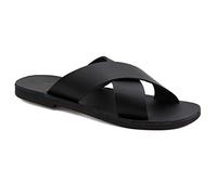 Size 6 UK Black Emmanuela Greek Leather Cross Strap Sandals for Men, Quality Handmade Men's Sandals, Mens X Strappy Summer Shoes