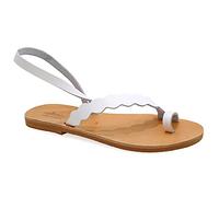 Size 6 White Emmanuela Ancient Greek Style Sandals, Handmade Leather Toe Ring Flat Sandals, Quality Sandals with Ankle Strap, Ankle Cuff Summer Shoes for Women, Boho Chic Sandals