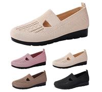 Size 6 Women's Barefoot Mary Jane Flats,Wide Toe Box Knit Mary Jane Ballet Flats Wide Width Walking Dressy Shoes Fashion Comfortable Lightweight Breathable Ladies 002_Beige