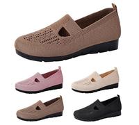 Size 6 Women's Barefoot Mary Jane Flats,Wide Toe Box Knit Mary Jane Ballet Flats Wide Width Walking Dressy Shoes Fashion Comfortable Lightweight Breathable Ladies 002_Coffee