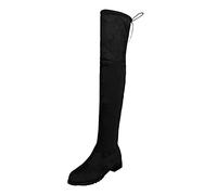Size 6 Womens Over Knee High Boot Suede New Chunky Block Heel Tight High Long Tall Stretch Flexible Riding Sexy Over The Knee Boots Ladies Dating Boots Black Brown 946-Black with Zip Low Heel