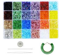 Size 6mm Glass Bugle Tube Beads with Beading Needles About 7680pcs in Box,24 Multicolor Assortment Length 6mm Tube Beads for Jewelry Making (320pcs/Color, 24 Colors)
