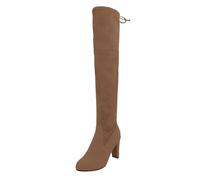 Size 7.5 Womens Over Knee High Boot Suede New Chunky Block Heel Tight High Long Tall Stretch Flexible Riding Sexy Over The Knee Boots Ladies Dating Boots Black Brown 896-Brown Pull On