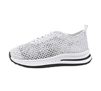 Size 7.5 Women's Stylish Crochet Lace up Walking Shoes Mesh Fashion Retro Breathable Sneaker White Footwear Gift
