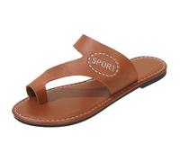 Size 7.5 WOMEN'S Thong Sandals Open Toe Slip on Flip Flops Slippers Buckle Sandals Summer Slides Beach Outdoor T-Strap Tan Sandal Shoes A7_Brown Footwear Clearance