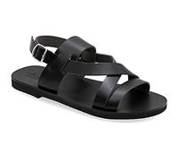 Size 7 Black Emmanuela Ancient Greek Style Leather Fisherman Sandals for Men, Handmade Leather Open Toe Men's Sandals, Quality Adjustable Buckle Summer Shoes Black, Brown, Beige