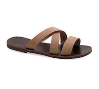 Size 7 Dark Brown Emmanuela Ancient Greek Style Leather Sandals for Men, Quality Handmade Open Toe Men's Sandals, Slide on Summer Shoes, Slider Strappy Mules