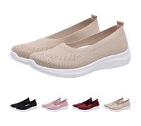 Size 7 Ladies Trainers Wide Fit Slip on Walking Sneakers Loafers Knit Dressy Shoes Casual Low-Top Flats Comfortable Lightweight Soft Walking Work Shoes Clearance 002_Beige