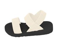 Size 7 Women's Open Toe Elastic Strappy Flat Summer Sandals -Slip in Lightweight Comfy Shoe Ladies Footwear 002_Beige