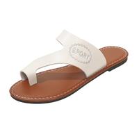 Size 7 WOMEN'S Thong Sandals Open Toe Slip on Flip Flops Slippers Buckle Sandals Summer Slides Beach Outdoor T-Strap Tan Sandal Shoes A7_White Footwear Clearance