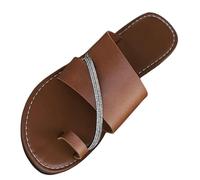 Size 7 WOMEN'S Thong Sandals Open Toe Slip on Flip Flops Slippers Buckle Sandals Summer Slides Beach Outdoor T-Strap Tan Sandal Shoes A4_Brown Footwear Clearance