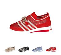 Size 7 WOMENS Walking Shoes Trendy Metal Chain Decor Orthopedic Shoes Breathable Mesh Loafers Walking Sneakers Lightweight Non Slip Shoes Red Footwear Clearance