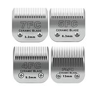 Size 7FC/5FC/4FC/3FC Detachable Pet Dog Grooming Clipper Ceramic Blades Set,Compatible with Andis,Oster A5,Wahl KM10 Series Clippers,Cut Length 1/8"(3.2mm) to 1/2"(13mm),4 Pack