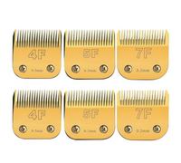 Size 7FC/5FC/4FC Detachable Pet Dog Grooming Clipper Blades Set,Compatible with Andis,Oster A5,Wahl KM Series Clippers,Cut Length 1/8"(3.2mm) to 3/8”(9.5mm),6 Pack-Gold