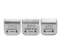 Size 7FC/5FC/4FC Detachable Pet Dog Grooming Clipper Ceramic Blades Set,Compatible with Andis,Oster A5,Wahl KM Series Clippers,Cut Length 1/8"(3.2mm) to 3/8”(9.5mm) ,3 Pack