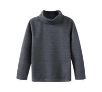 Size 8 Girls Toddler Girl Boys Solid Color Long Sleeve High Neck Base Coat with Warm Top for 3 to 10 Years T Shirt for Children Girl (Dark Gray, 9-10 Years)