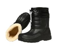 Size 8 Mens Thermal Wellies Fleece Lined Snow Boots Waterproof Lightweight EVA Wellington Boots Warm Mens Ankle /Mid Calf Wellingtons Rain Shoes for Fishing, Gardening, Farming Black with Drawstring
