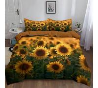 Size Duvet Cover Set Cot-bed 120 x 150 cm, Soft Printed Bedding Set Reversible Duvet Cover Set with Pillowcase, Zipper ClosureRedModern Sunflower Fields