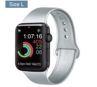 (Size L SilverJ, 42mm 44mm 45mm J) Silicone Bracelet Band For Apple Watch Strap 8 7 6 5 4 3 2 SE 42MM 38M