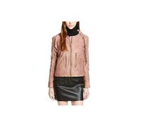 (Size M) DIESEL L HEZE Womens Biker Jacket Genuine Leather Zipper Slim Fit Winter Coat