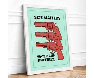 Size Matters Typography Framed Wall Art Print A2 (59.4×42cm) White, Wall Decor for Living Room, Bedroom, Office & Home, Ready to Hang, Art Gift