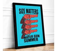 Size Matters Typography Framed Wall Art Print A2 Black