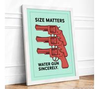 Size Matters Typography Framed Wall Art Print A2 White