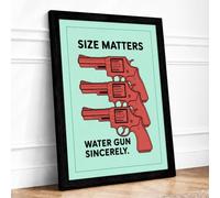 Size Matters Typography Framed Wall Art Print A3 Black