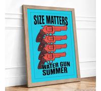 Size Matters Typography Framed Wall Art Print A4 (29.7×21cm) Oak, Wall Decor for Living Room, Bedroom, Office & Home, Ready to Hang, Art Gift
