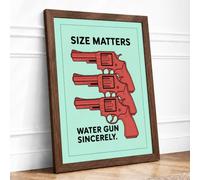 Size Matters Typography Framed Wall Art Print A4 (29.7×21cm) Walnut, Wall Decor for Living Room, Bedroom, Office & Home, Ready to Hang, Art Gift