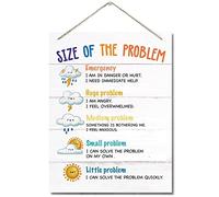 Size of Problem Calming Corner Decor Sign, Hanging Printed Wall Plaque Wood Signs, School Psychologist Wall Art for Office Decor, Counselor Posters Classroom Wall Kids Therapy Psych Diversity 10X7.8in