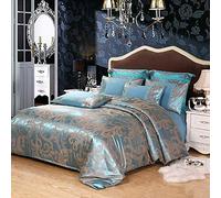 Size Pink Cover Blue Floral Cotton Double Duvet Covers Set Silk Bedding Sets Satin Jacquard 4pcs (Green King)